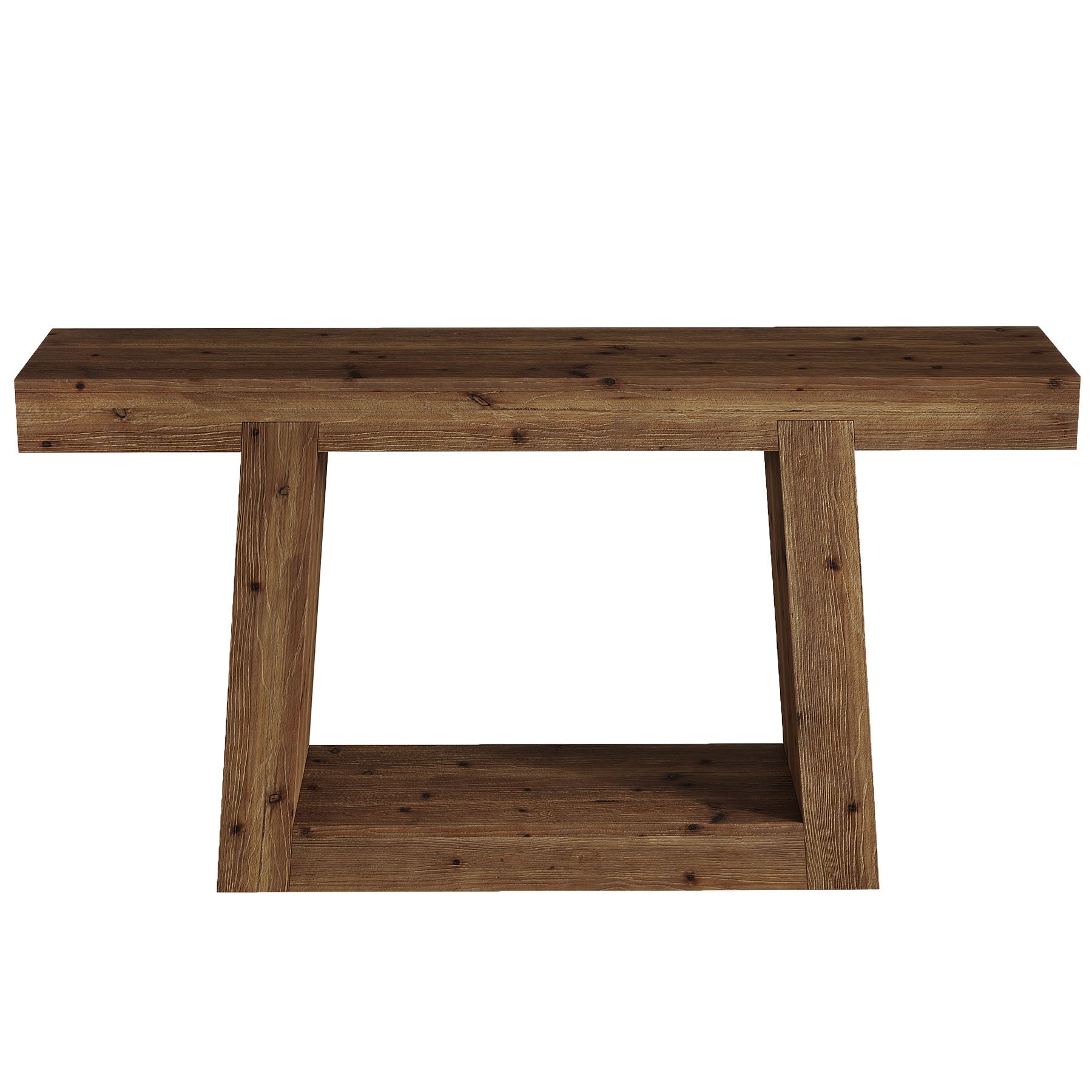 Tribesigns Console étroite en bois massif, Table d'entrée de 140 cm avec 2 étagères