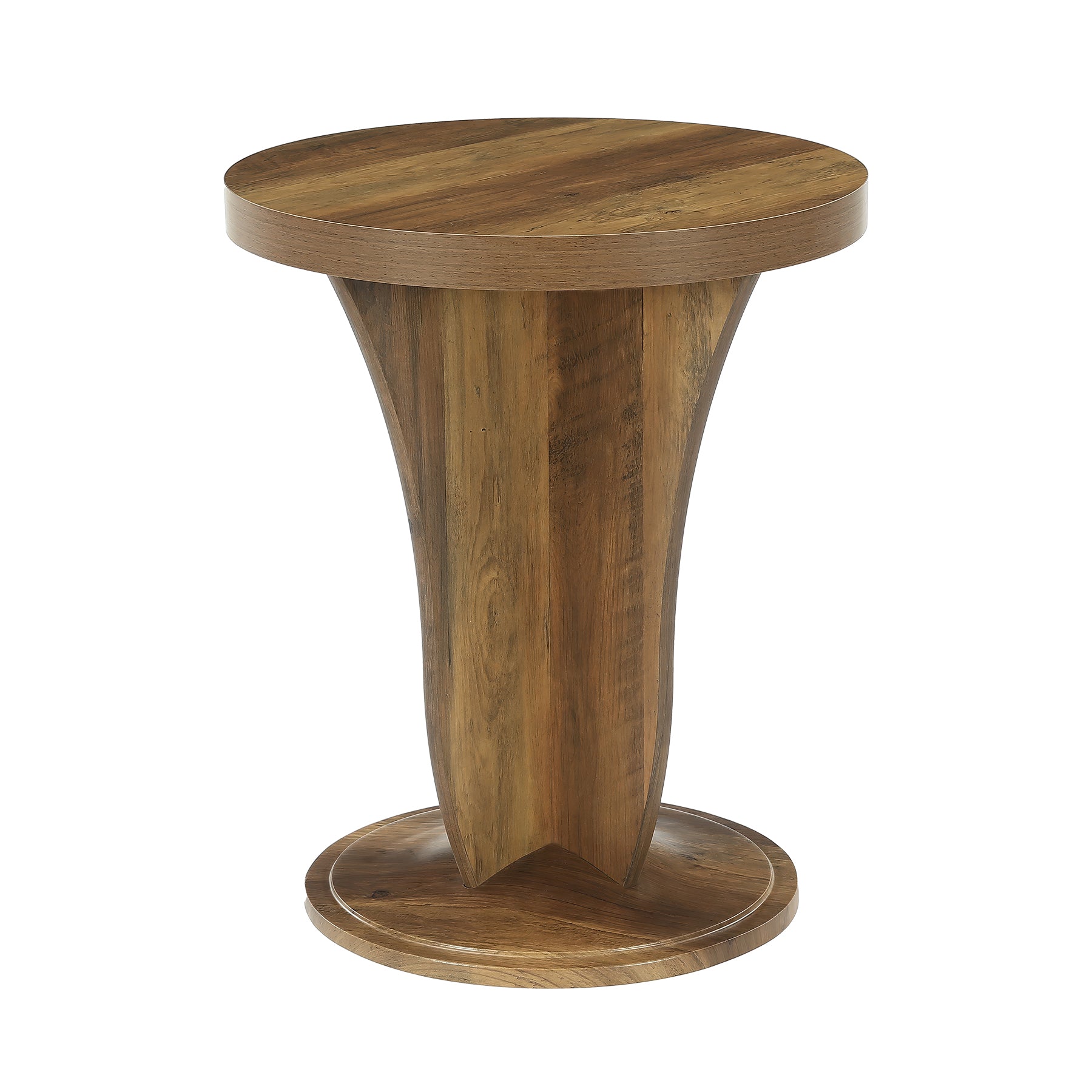 Tribesigns Table d'appoint ronde en bois pour salon, 50 cm de diamètre, Style champêtre, petite table de canapé marron