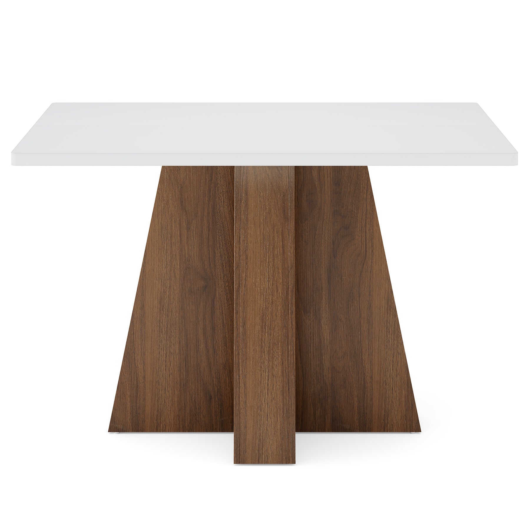 Tribesigns Table à manger  de 120 cm pour 4 à 6 personnes, Table de cuisine rectangulaire blanche avec structure en noyer Table à manger moderne en bois