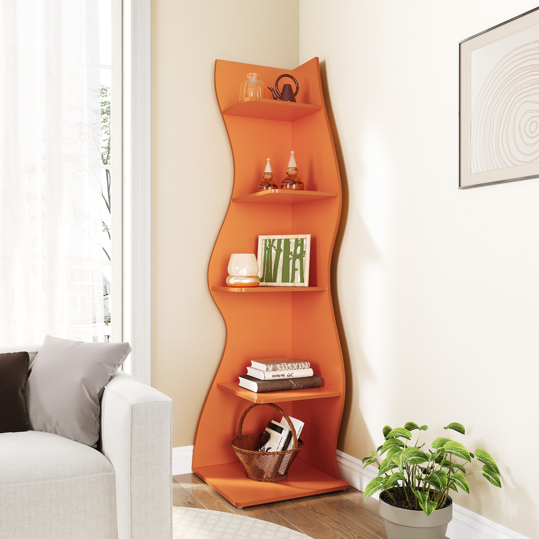 Tribesigns Étagère murale à 5 niveaux, Petite bibliothèque d'angle élégante