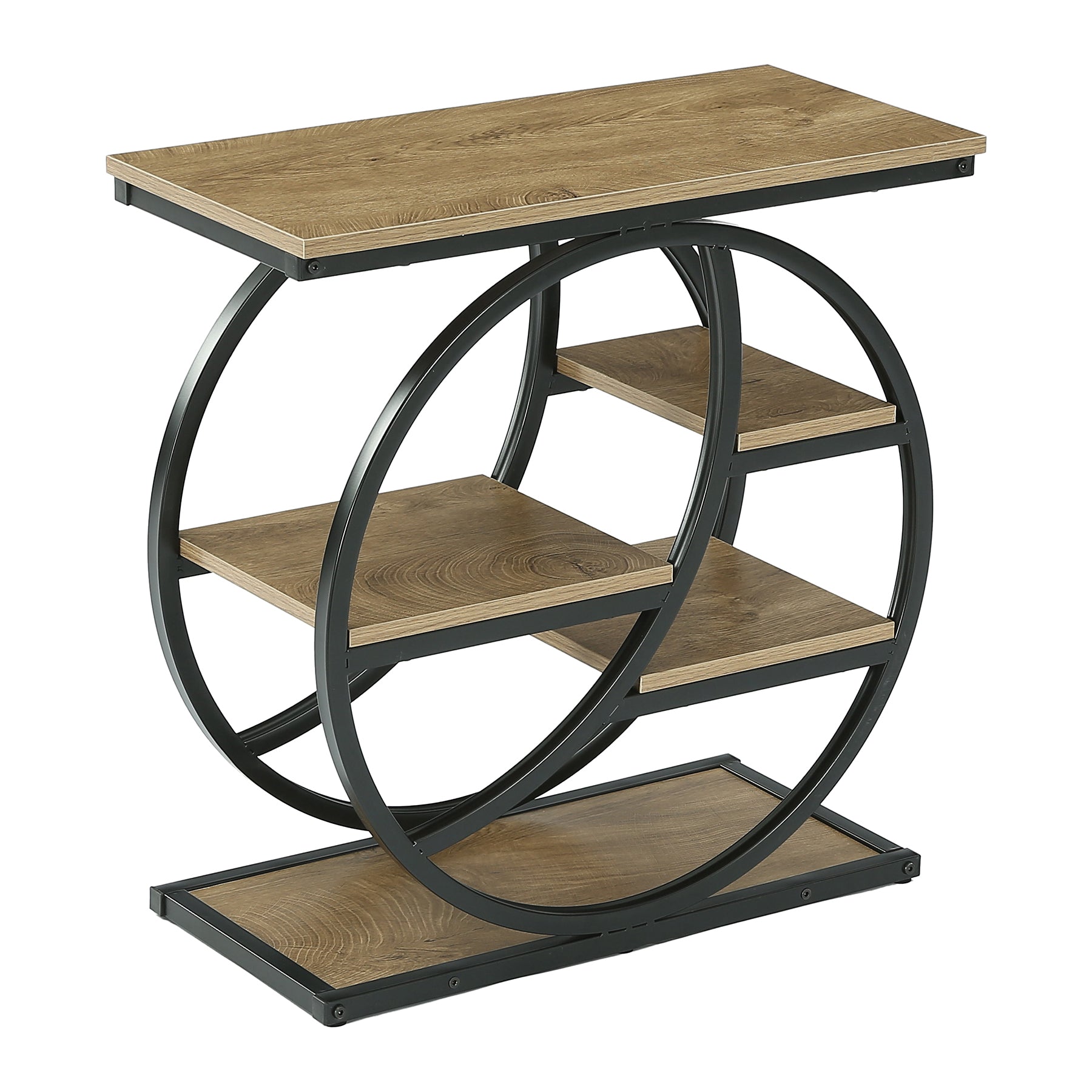Tribesigns Table d'appoint, Table d'appoint étroite à 4 étagères Table de chevet moderne pour salon, bureau, chambre, chêne clair rustique et noir