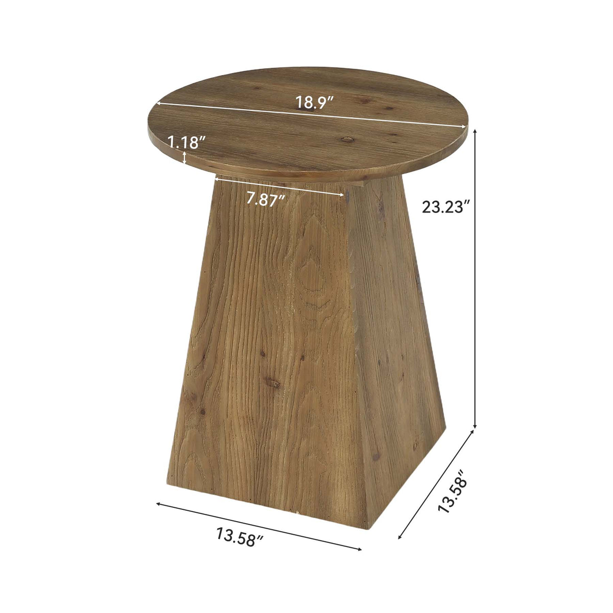 Tribesigns Table d'appoint ronde en bois massif avec piètement trapézoïdal, Table de canapé compacte