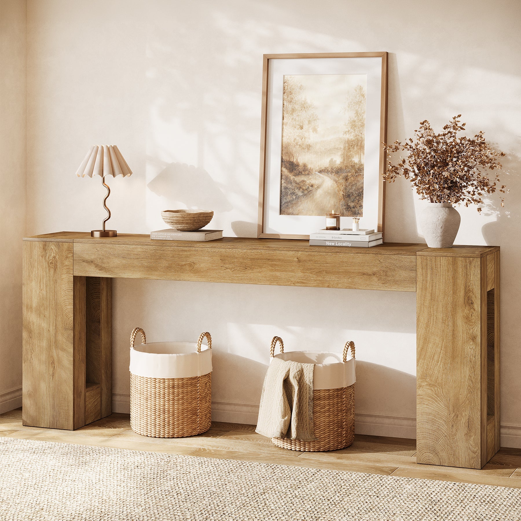 Tribesigns Table console 200 cm extra-longue et étroite, Table d'appoint pour derrière le canapé