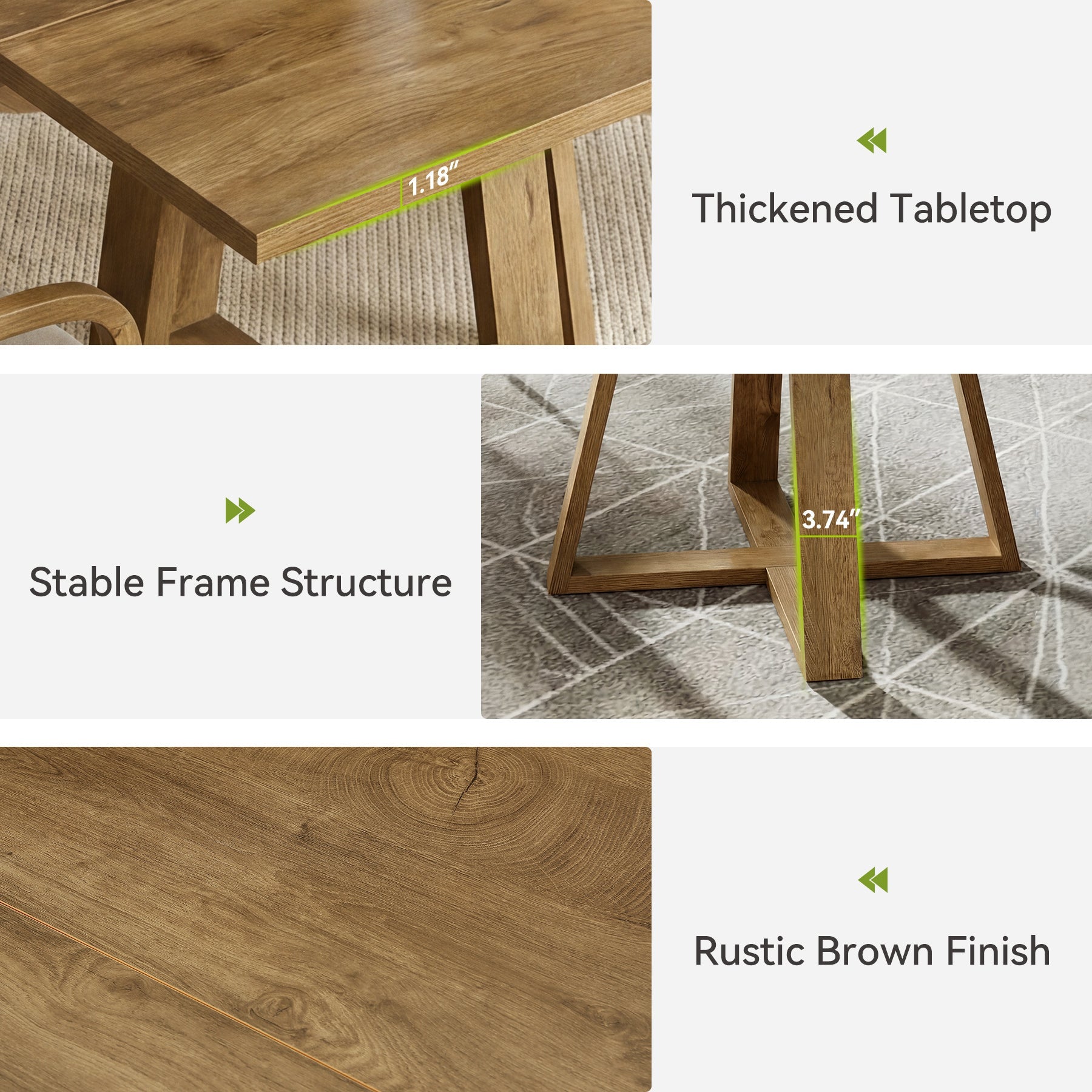 Tribesigns Table à manger plateau carré de 80 cm pour 4 personnes