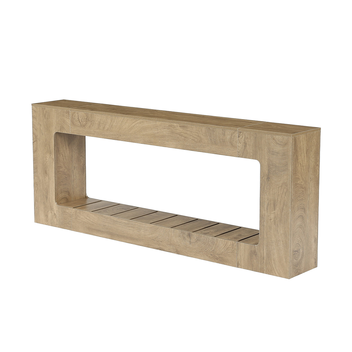 Tribesigns Table console de 200 cm pour derrière le canapé avec étagère à lattes, Style rustique marron