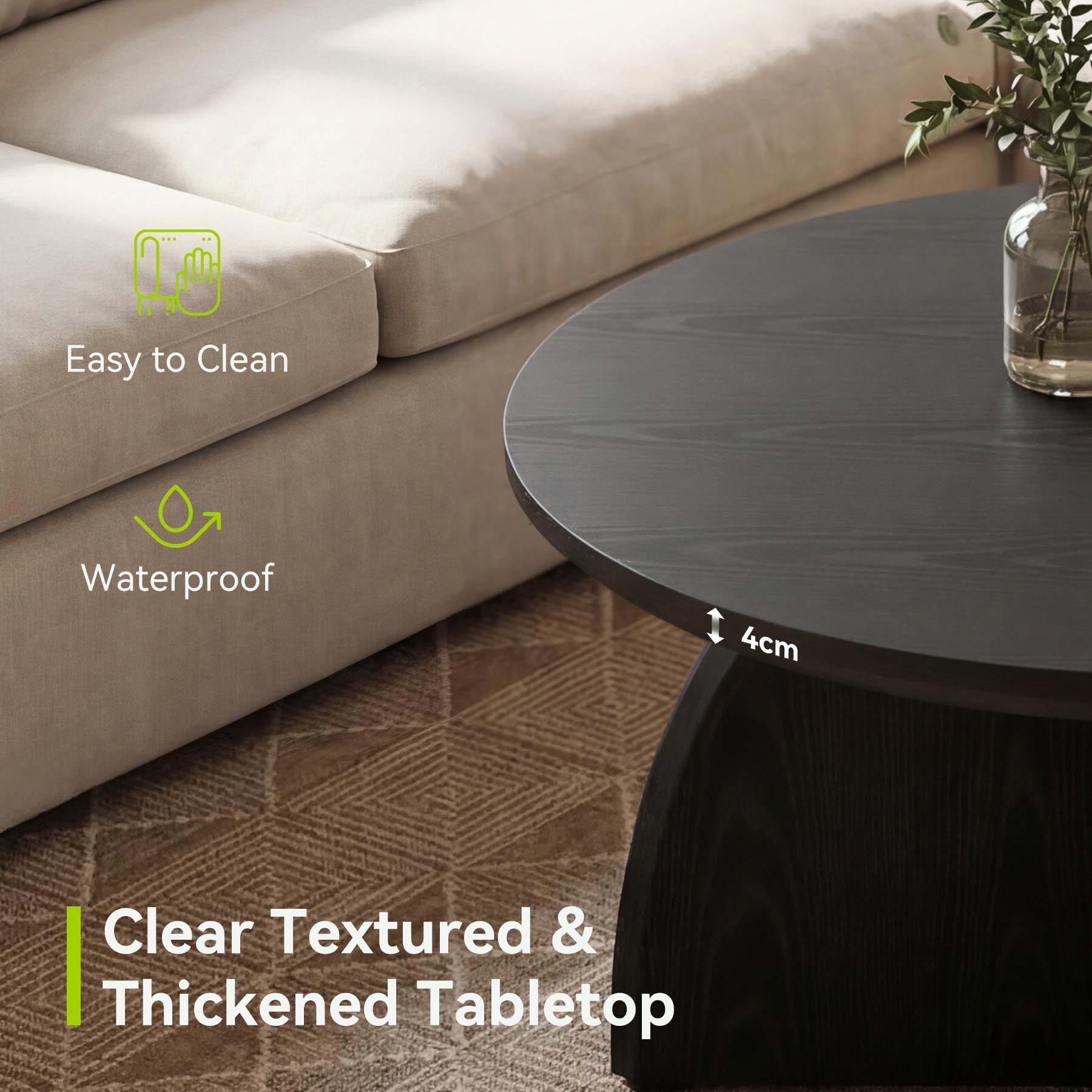 Tribesigns Table basse ronde 80 cm, Table de salon moderne avec pied central robuste