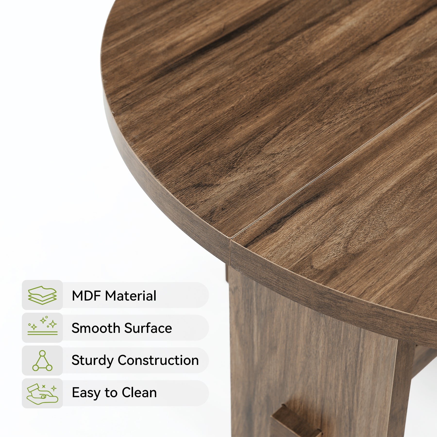 Tribesigns Table basse ronde de 80 cm avec piètement, Petite table de style campagnard