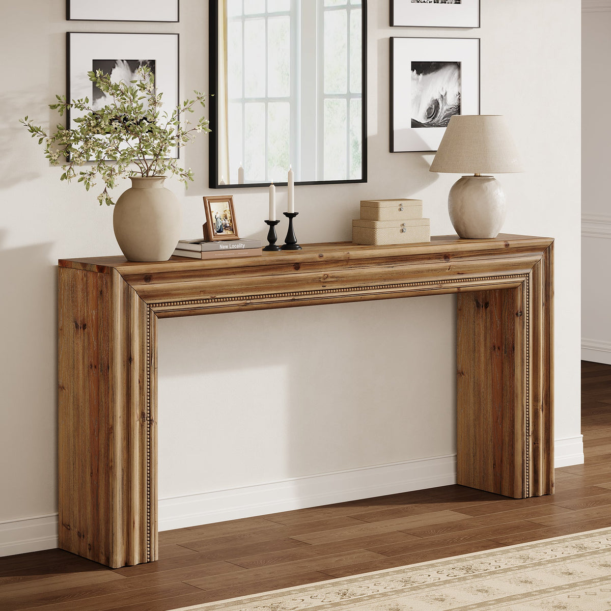 Tribesigns Console en bois massif (sapin) de 160 cm, Table d'entrée rustique
