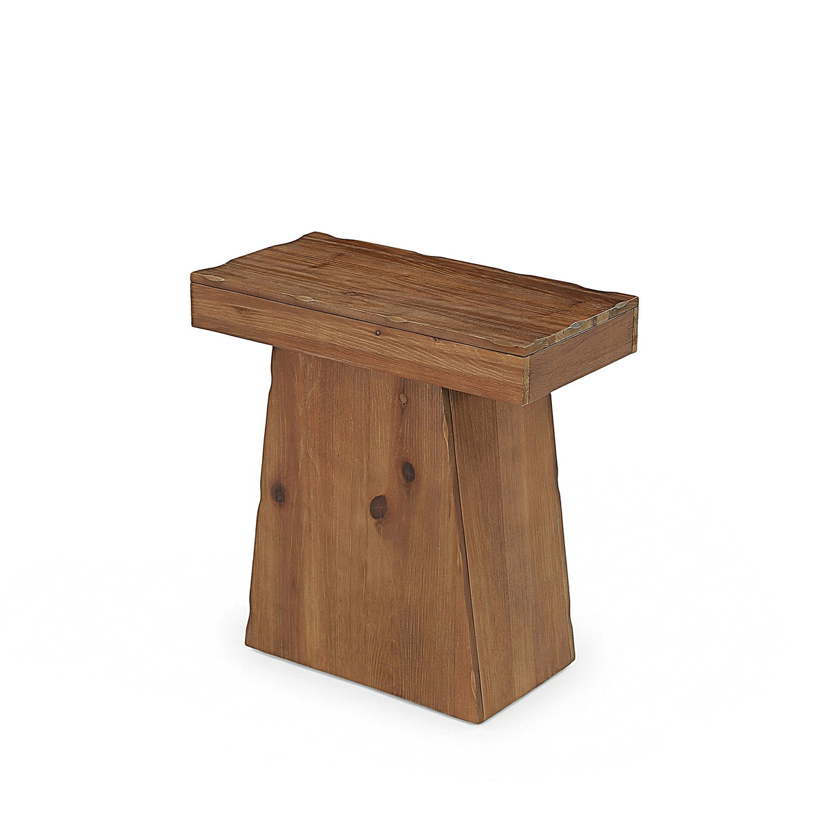 Tribesigns Table d'appoint en bois massif (60 cm), Table en bois avec piètement trapézoïdal
