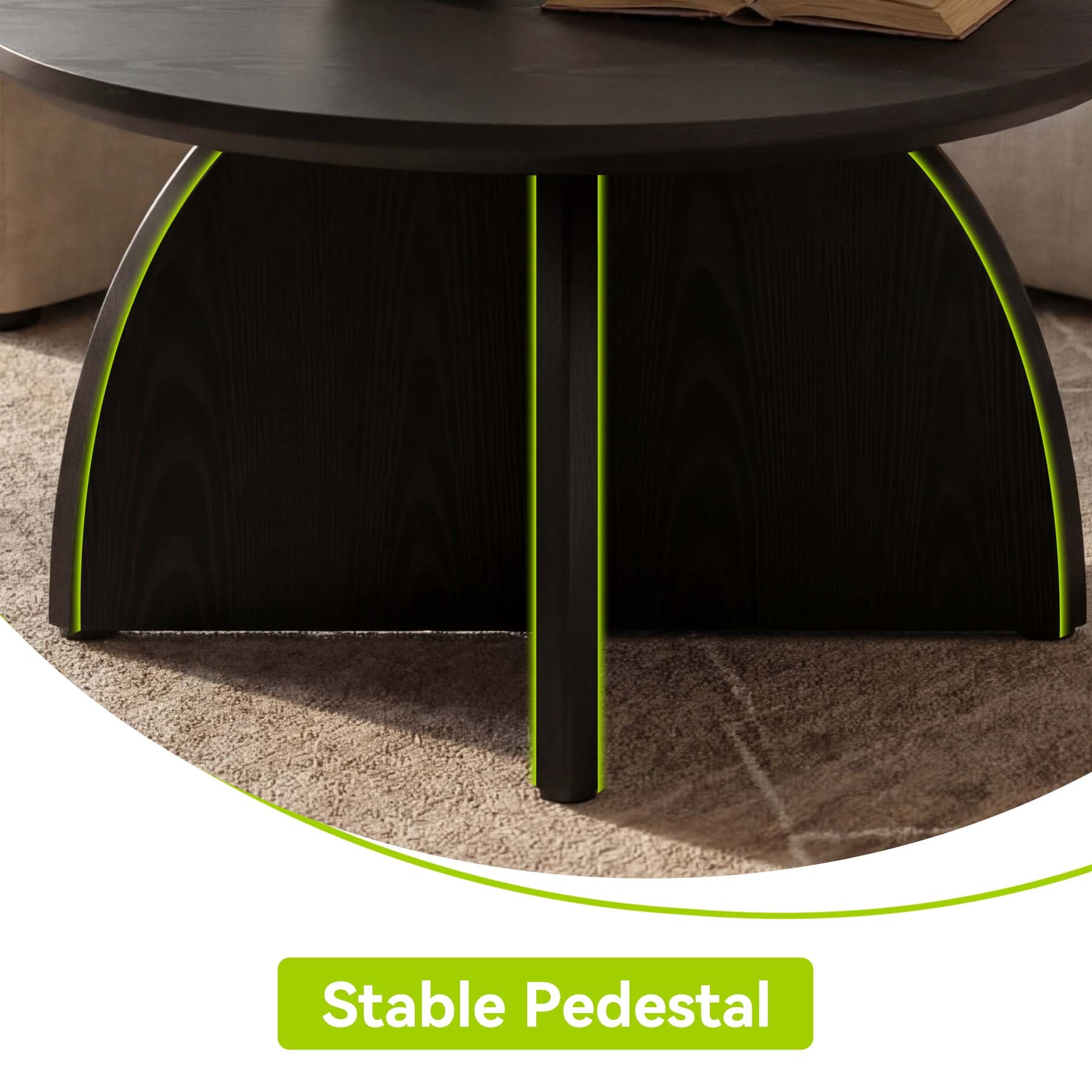 Tribesigns Table basse ronde 80 cm, Table de salon moderne avec pied central robuste