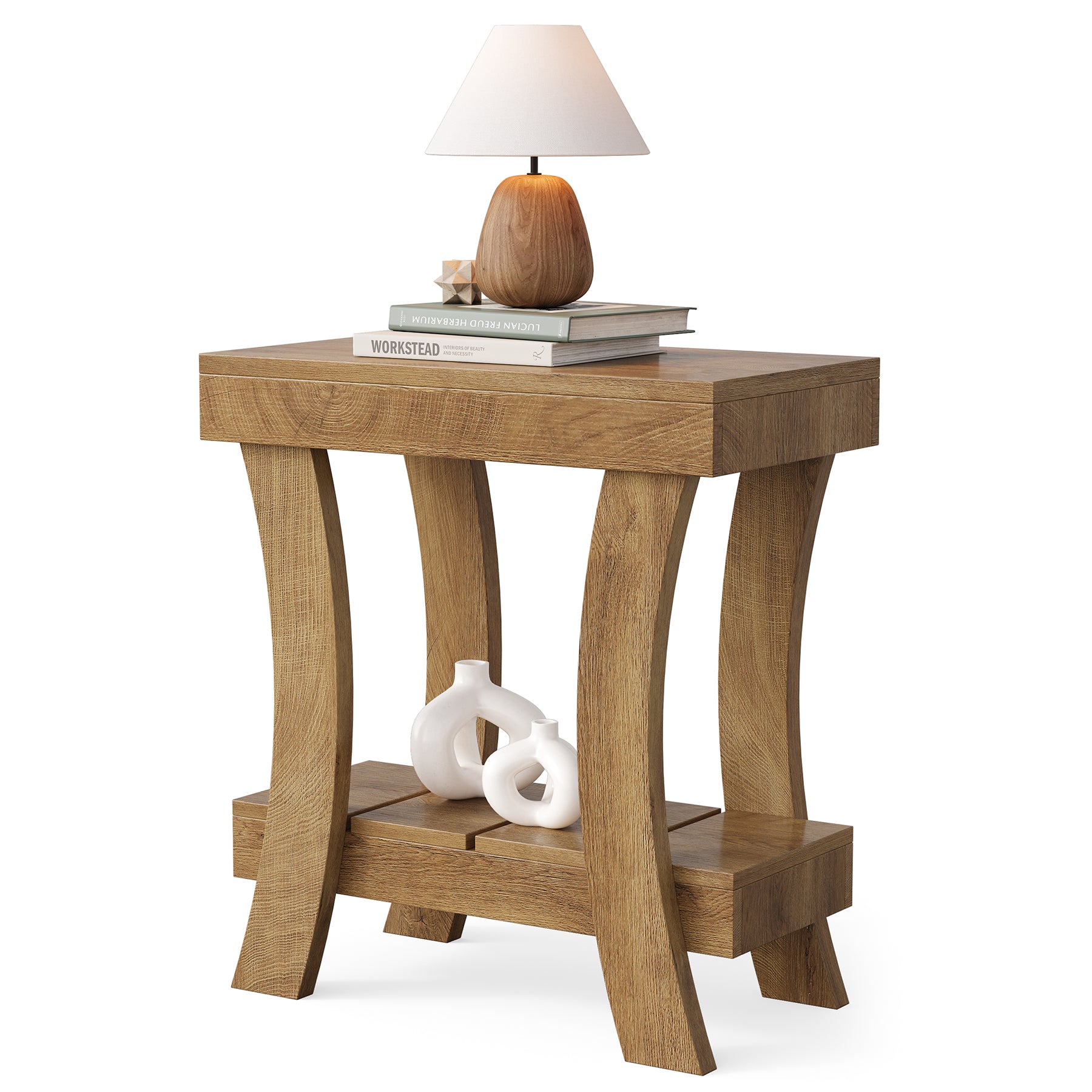 Table d'appoint Tribesigns à 2 étagères, 60 x 30 x 60 cm, en bois, idéale pour canapé, chambre, entrée ou bureau