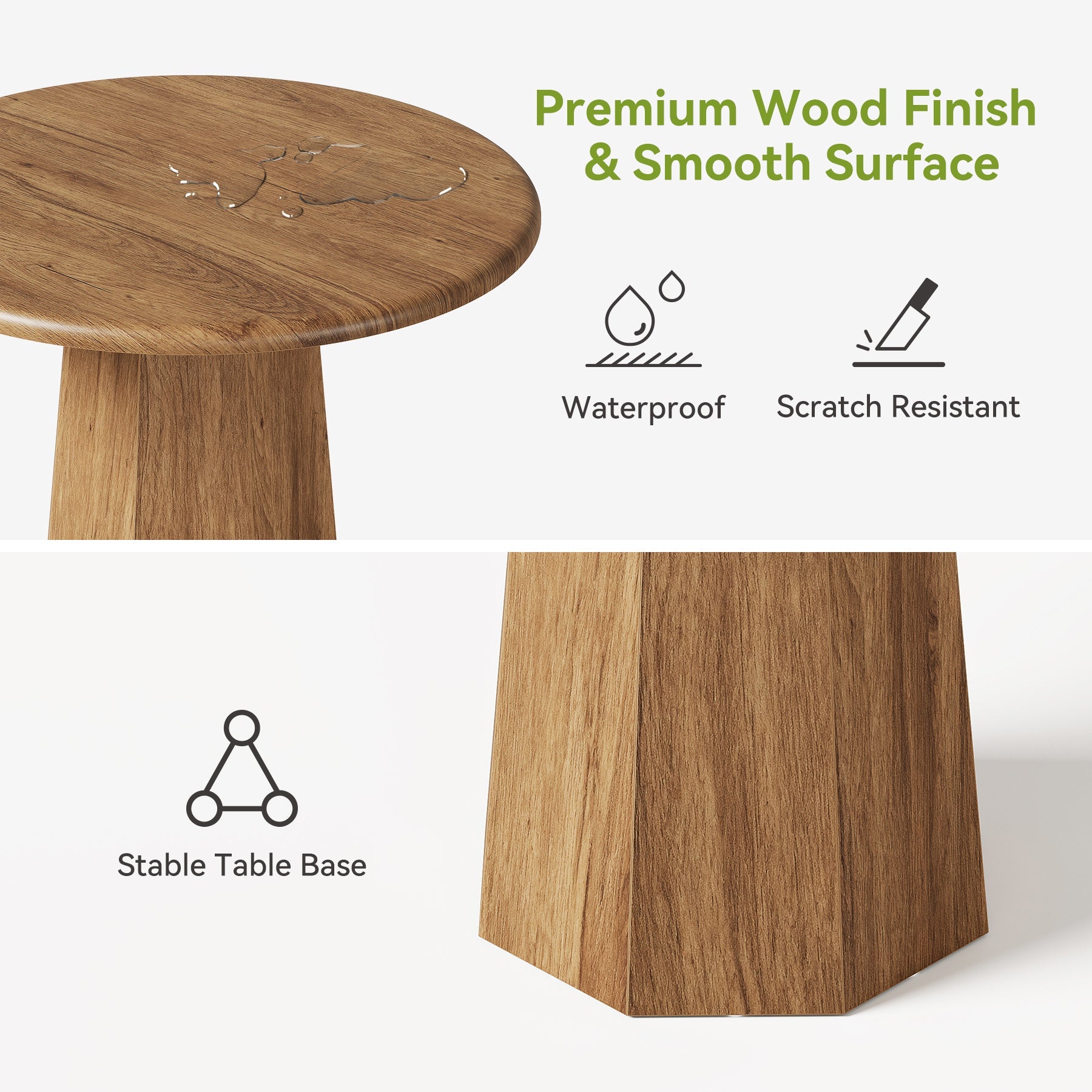 Table de salle à manger ronde Tribesigns 80 cm pour 2 à 4 personnes, Petite table de cuisine avec cadre robuste