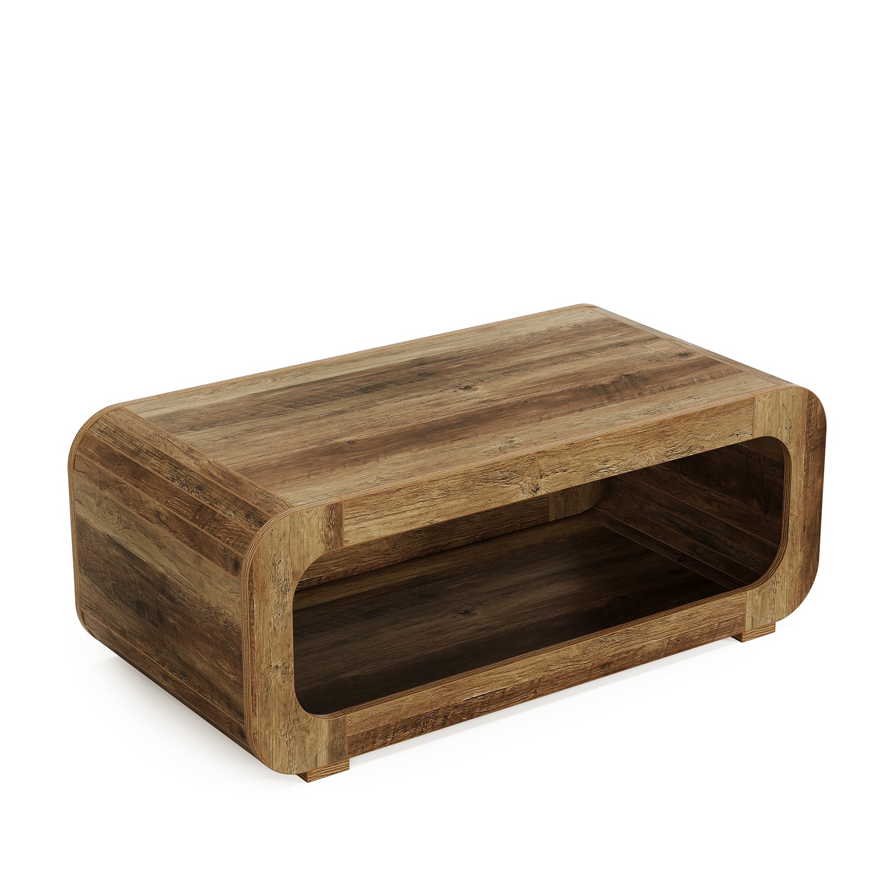 Tribesigns Table basse 120 cm avec rangement ouvert, Table rectangulaire en bois pour salon