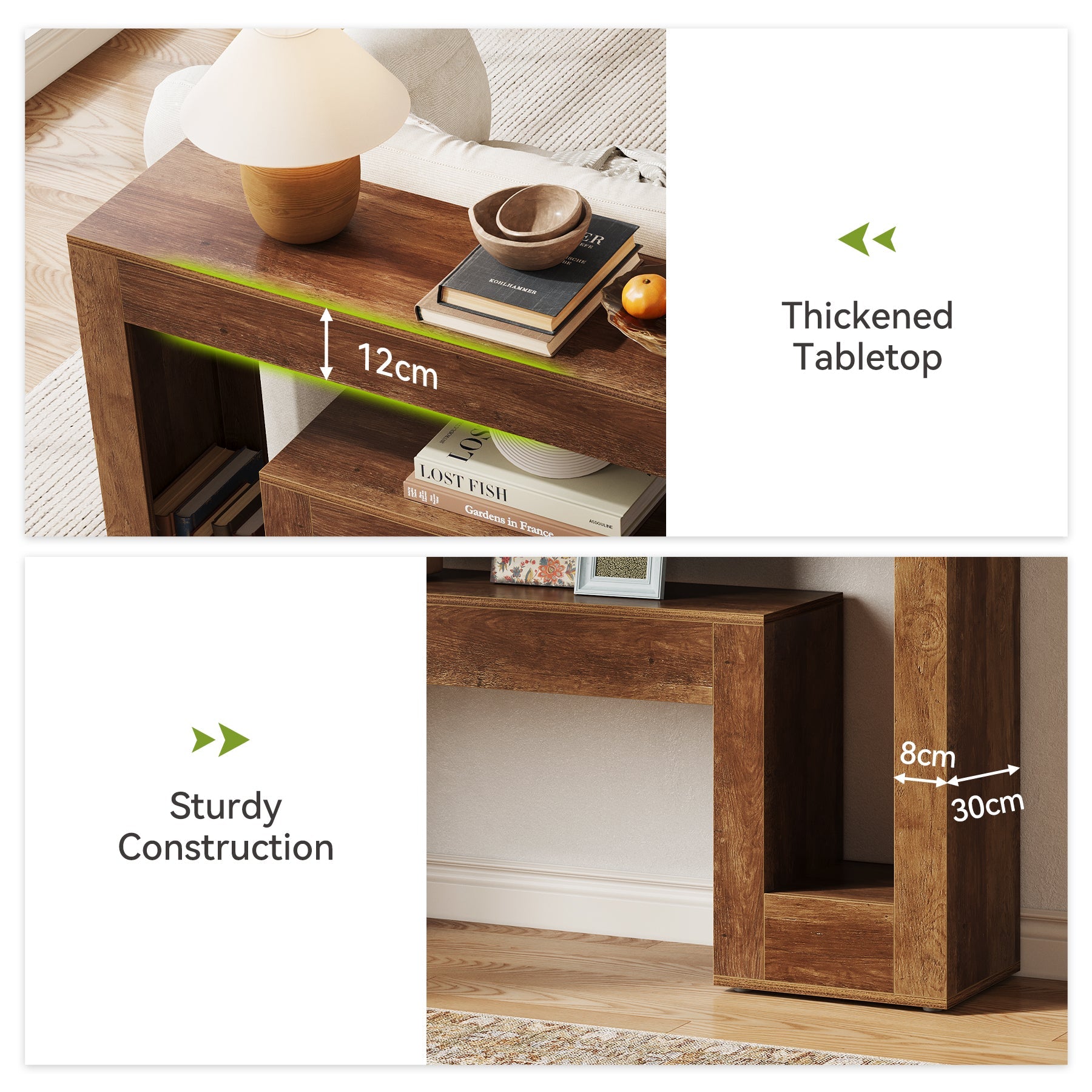 Tribesigns Console étroite de 160 cm, Table d'appoint rustique à 2 niveaux