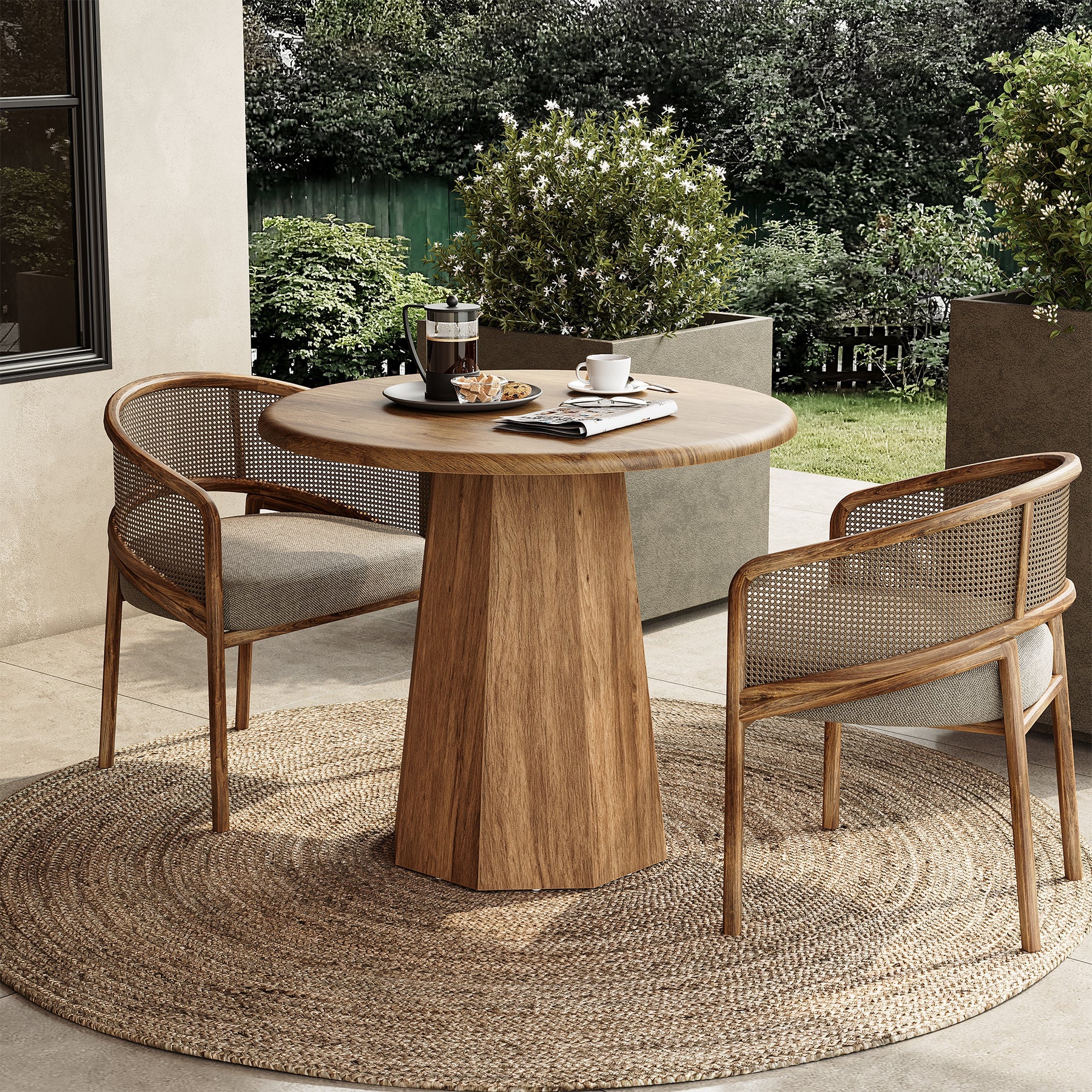 Table de salle à manger ronde Tribesigns 80 cm pour 2 à 4 personnes, Petite table de cuisine avec cadre robuste