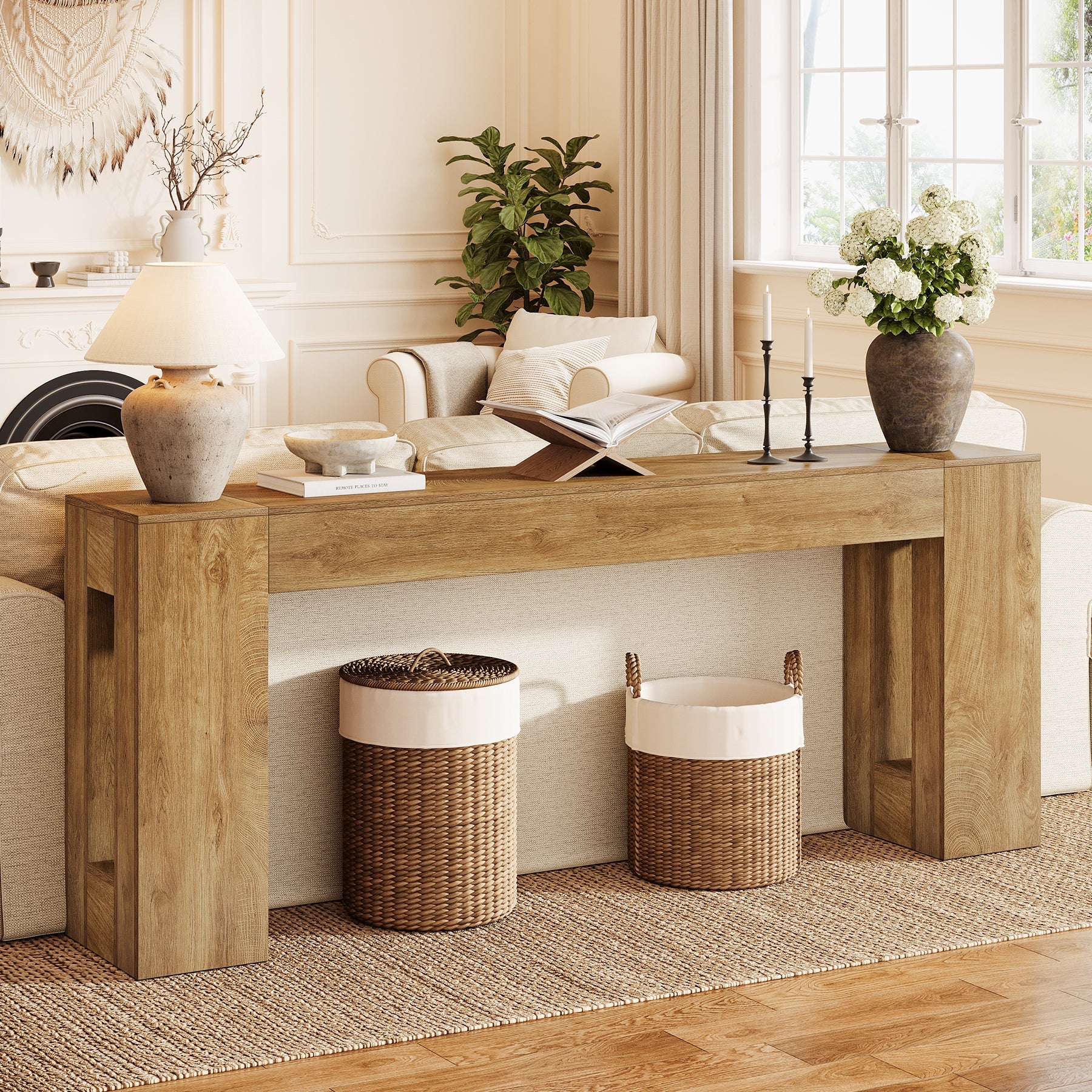 Tribesigns Table console 200 cm extra-longue et étroite, Table d'appoint pour derrière le canapé