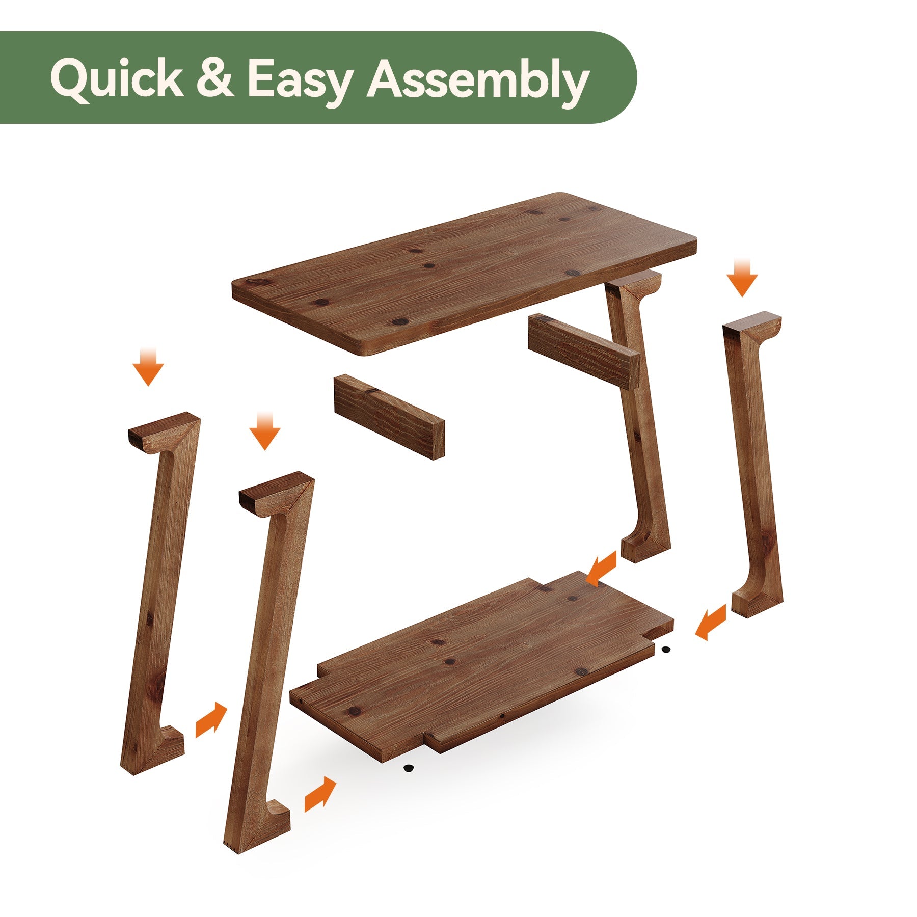 Tribesigns Table d'appoint en bois massif 2 niveaux, Table de chevet étroite de style champêtre