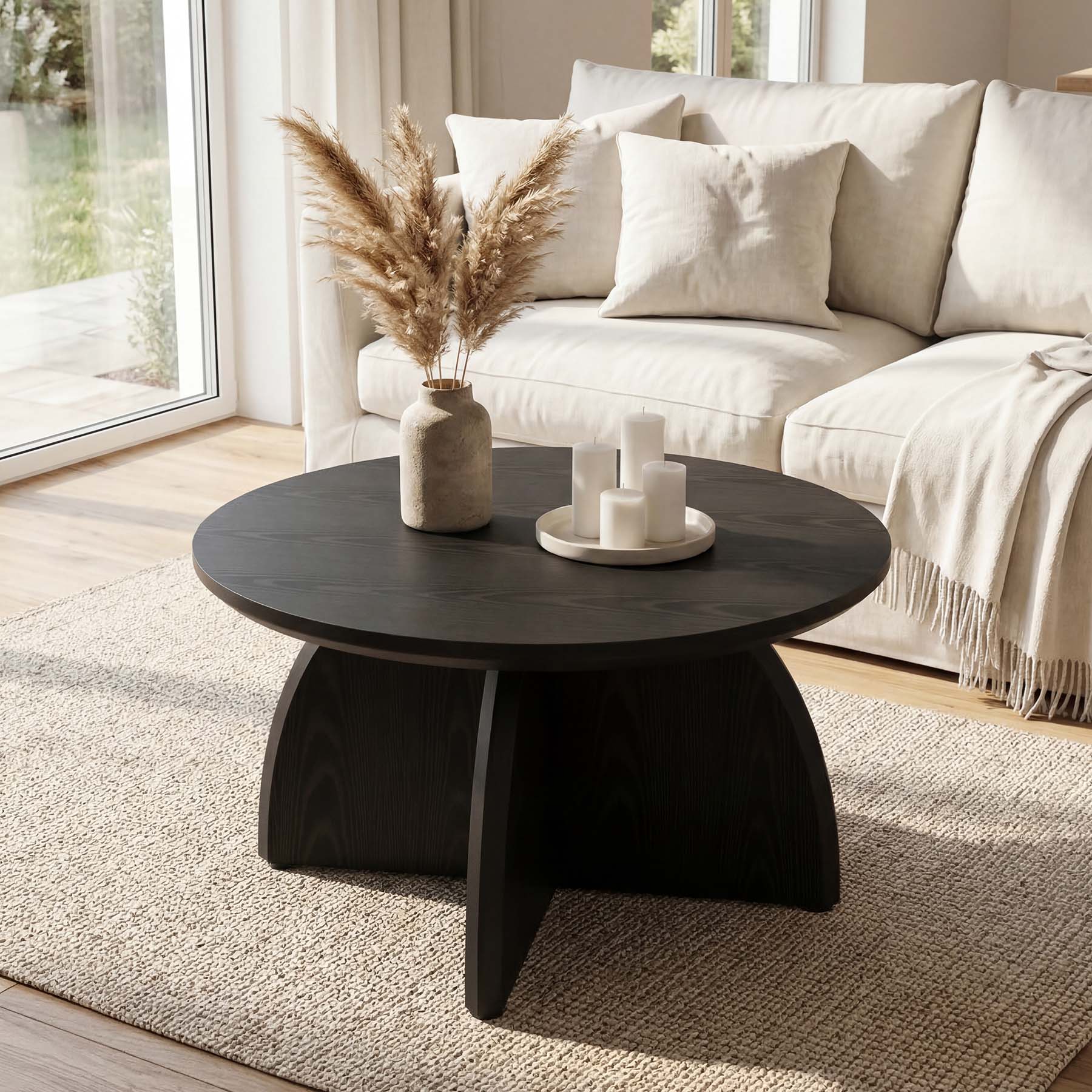 Tribesigns Table basse ronde 80 cm, Table de salon moderne avec pied central robuste