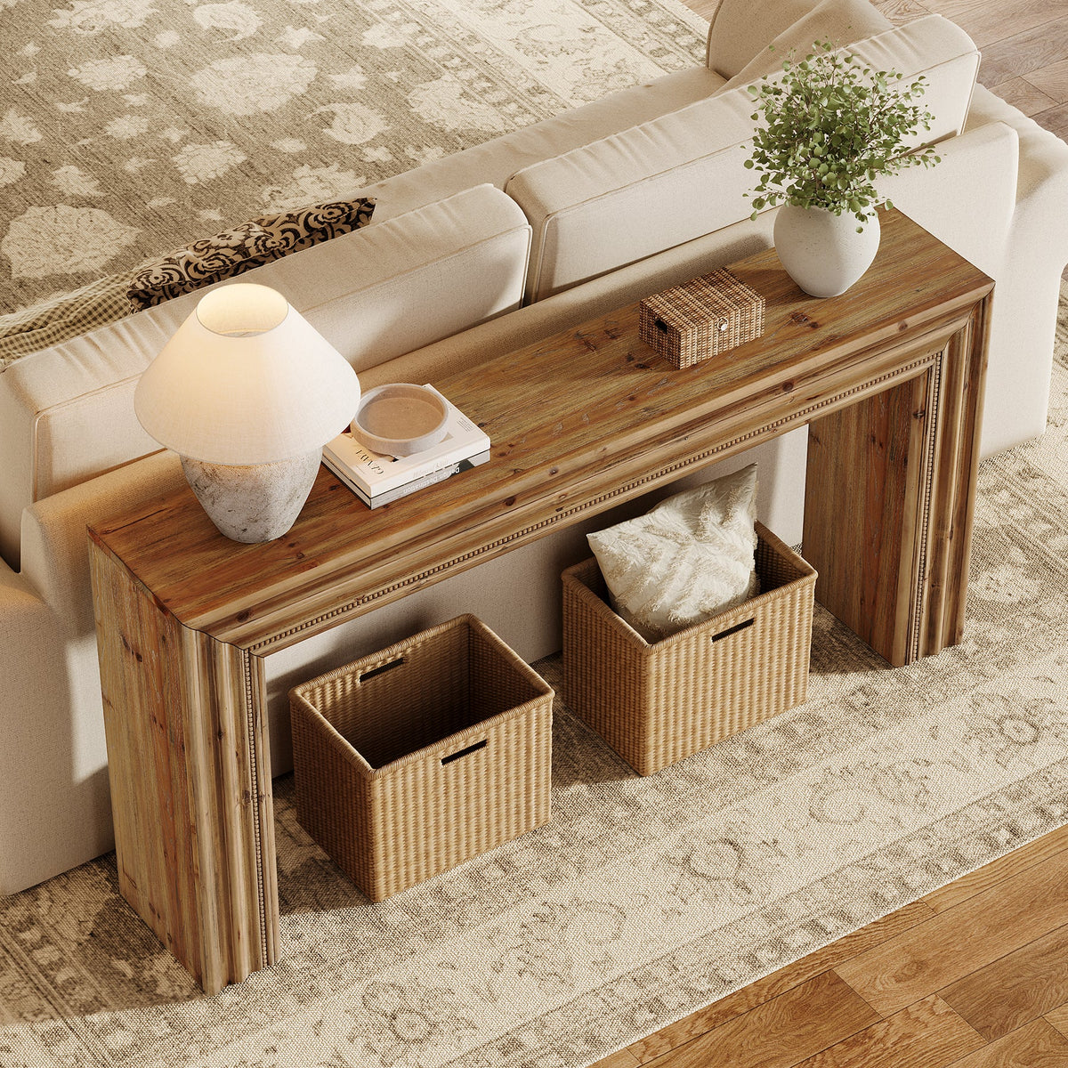Tribesigns Console en bois massif (sapin) de 160 cm, Table d'entrée rustique