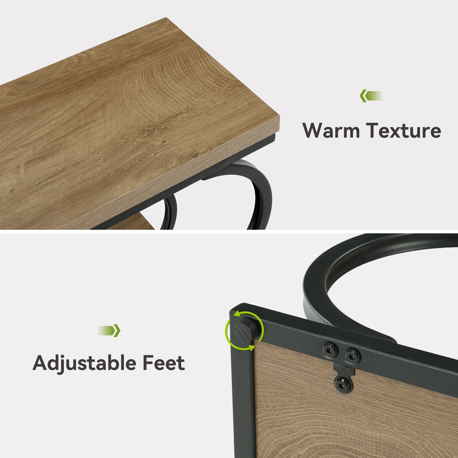 Tribesigns Table d'appoint étroite à 3 niveaux de style industriel, Table de chevet pour petits espaces