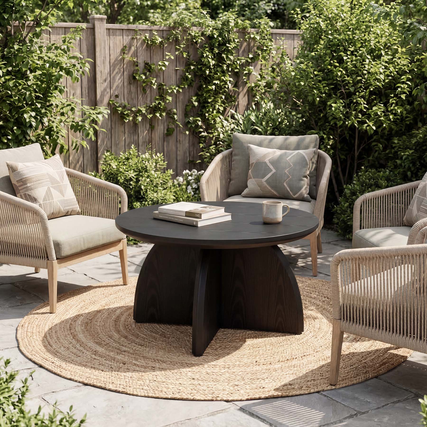 Tribesigns Table basse ronde 80 cm, Table de salon moderne avec pied central robuste