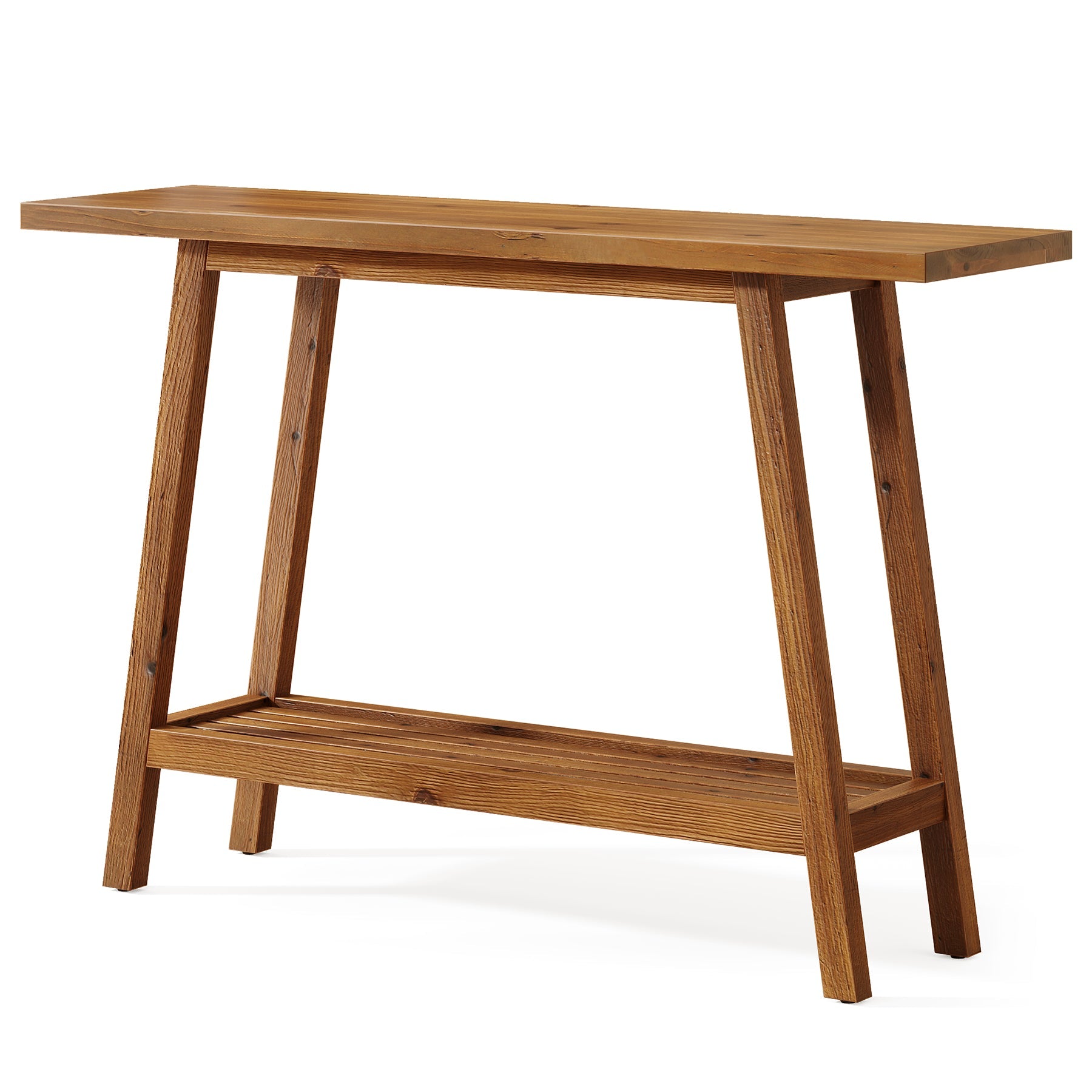Tribesigns Console en bois massif 105 cm de large avec étagère, Table basse avec rangement style champêtre