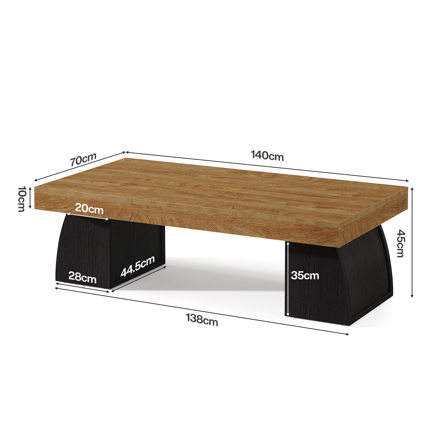 Tribesigns Salontafel 140 cm, Woonkamertafel met Zwart Metalen Frame in Industriële Stijl