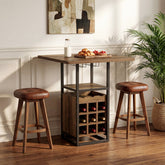 Tribesigns Table de bar 95 cm avec rangement, Table bistro étroite avec étagères, casier à vin et porte-verres 3