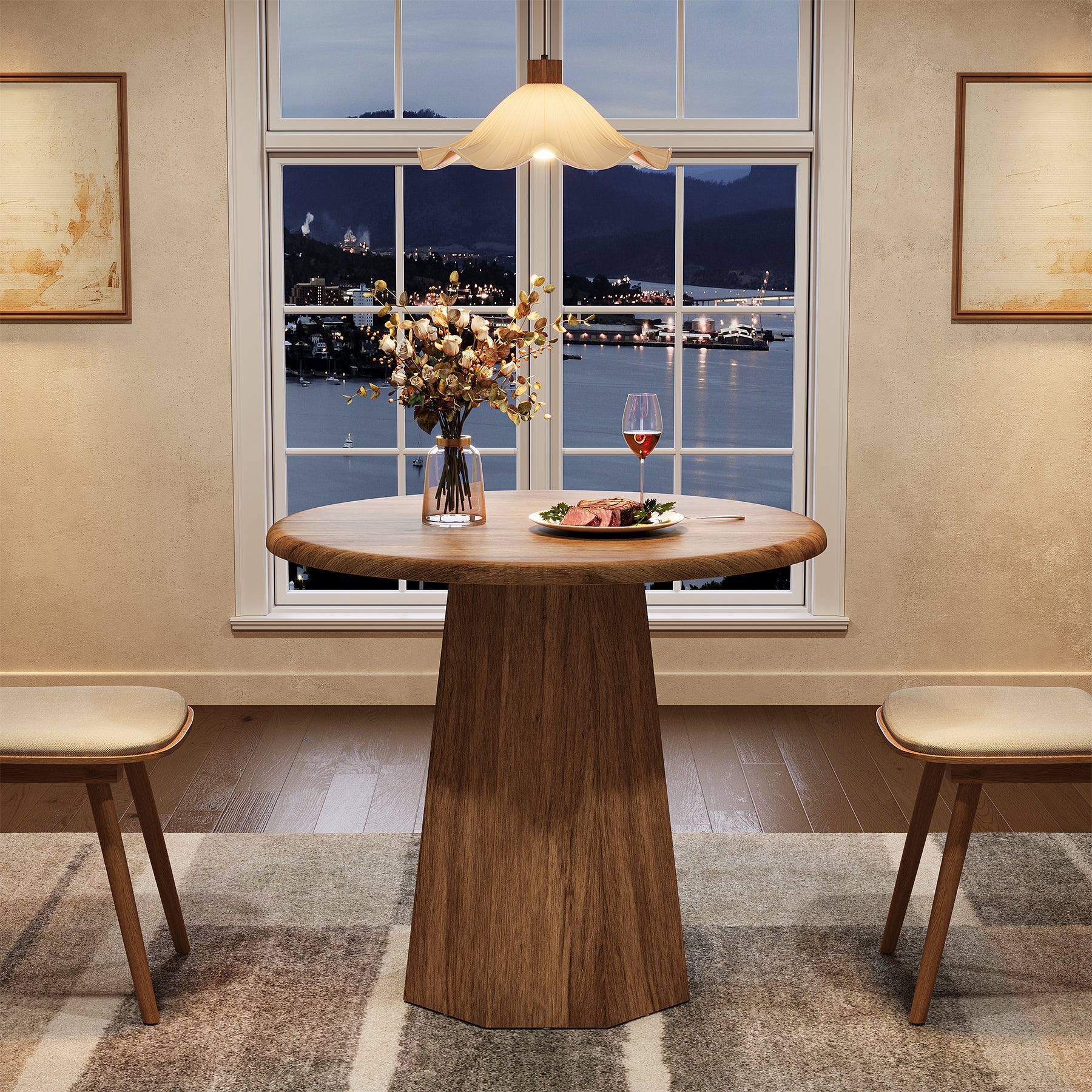 Table de salle à manger ronde Tribesigns 80 cm pour 2 à 4 personnes, Petite table de cuisine avec cadre robuste