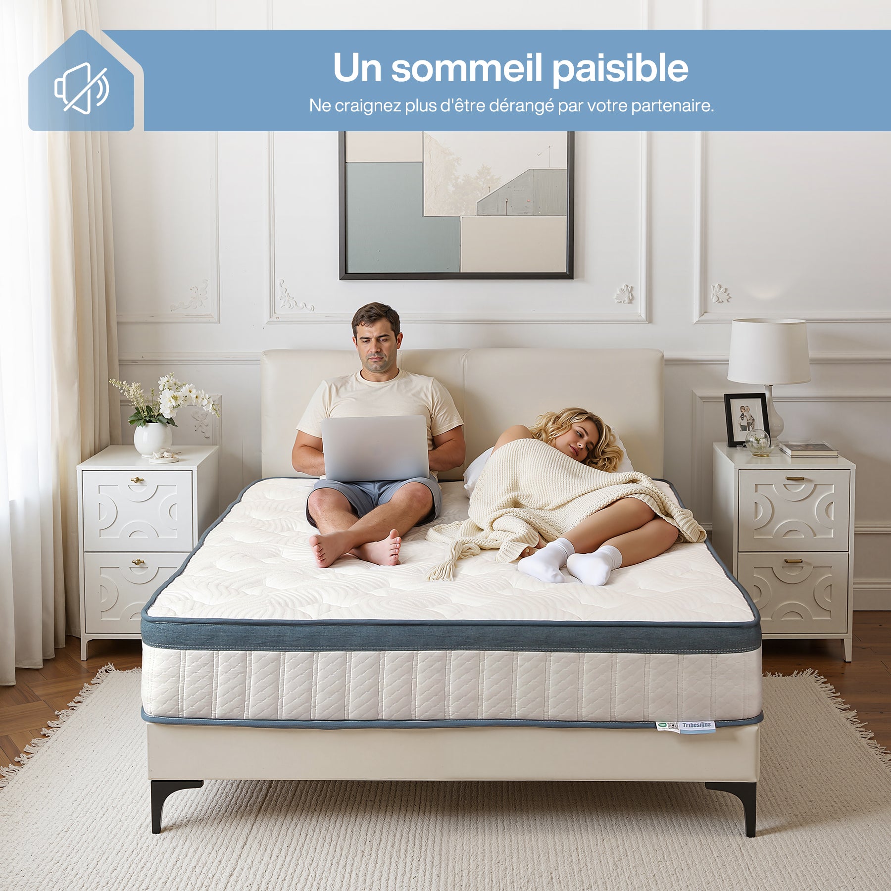 Tribesigns Matelas, Hauteur 25 cm, Matelas à Ressorts ensachés dureté Moyenne H3, Matelas orthopédique 7 Zones certifié Oeko-TEX