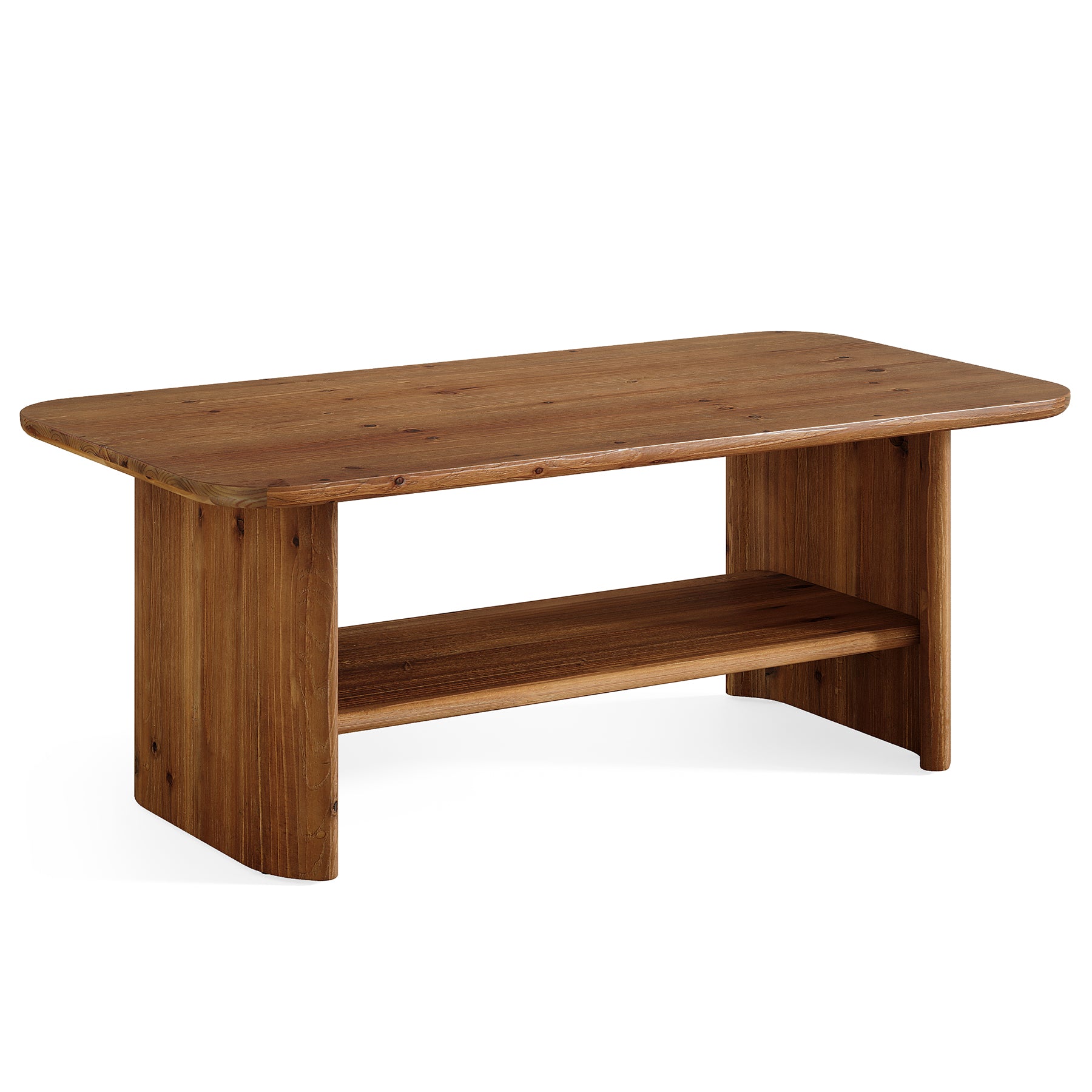 Tribesigns Table basse en bois massif avec espace de rangement, 120 cm de long rectangulaire à 2 niveaux