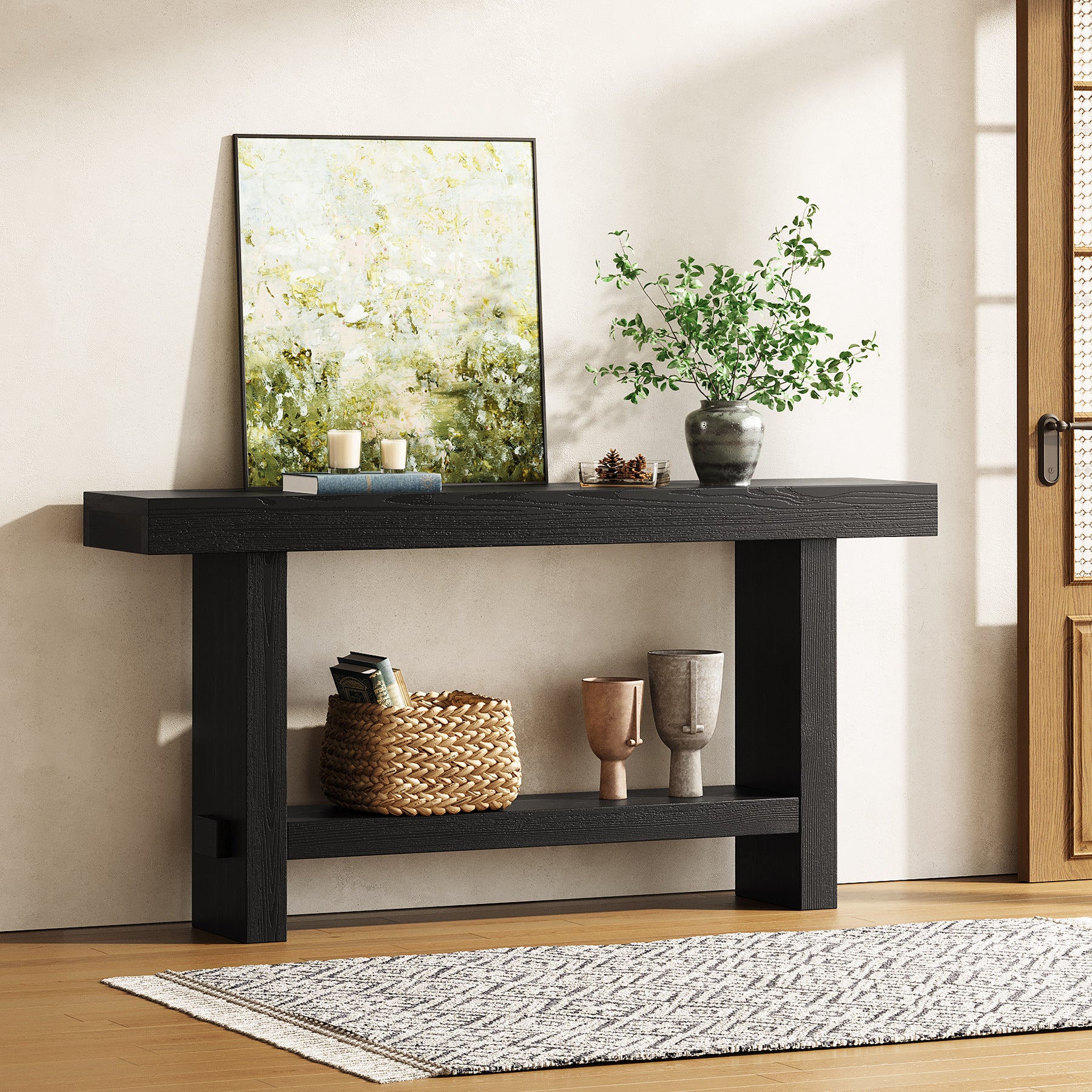 Tribesigns Table console extra longue avec plateau élargi et double base stable pour salon