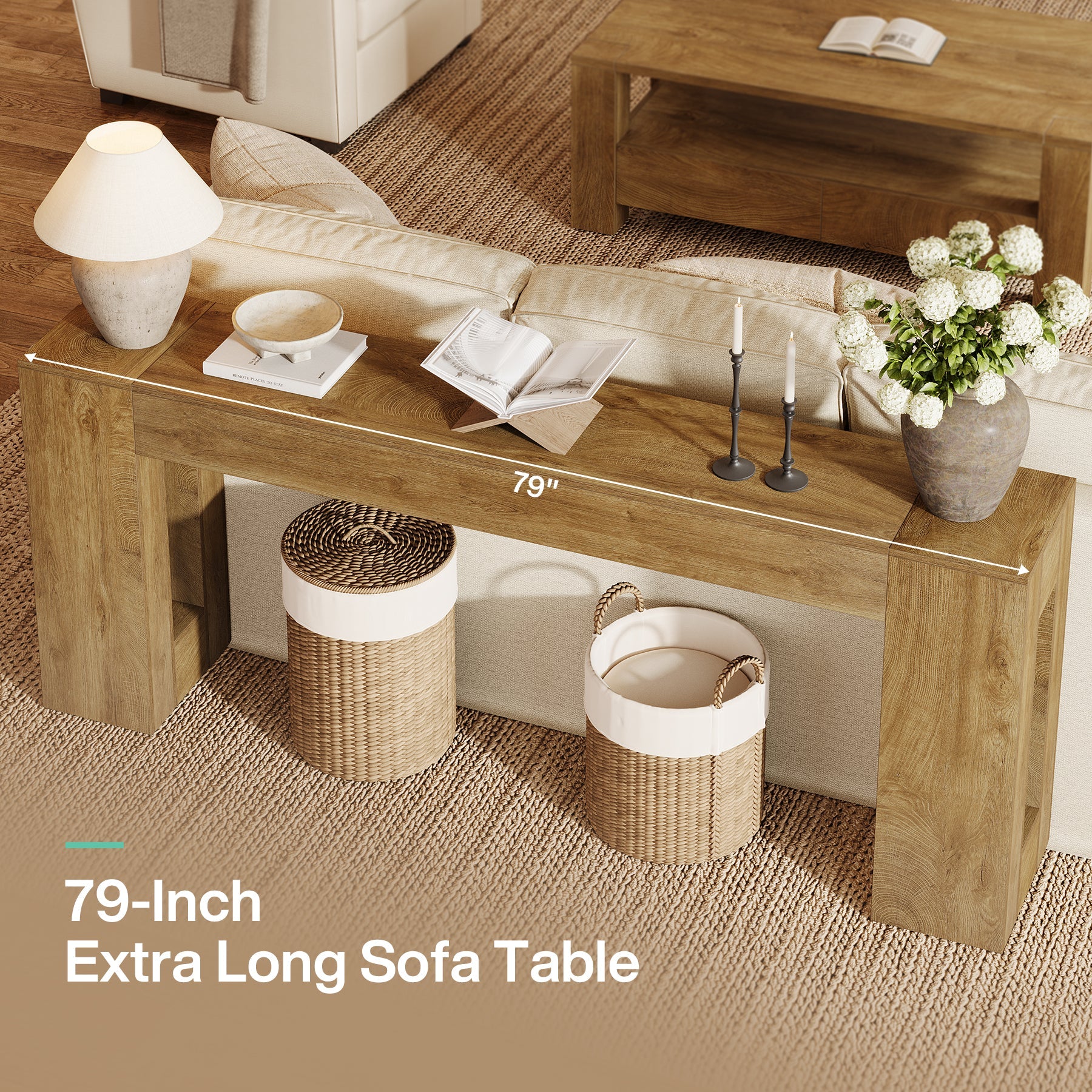 Tribesigns Table console 200 cm extra-longue et étroite, Table d'appoint pour derrière le canapé
