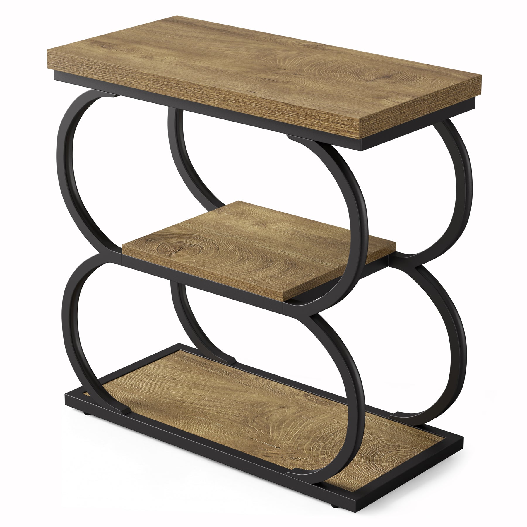 Tribesigns Table d'appoint étroite à 3 niveaux de style industriel, Table de chevet pour petits espaces