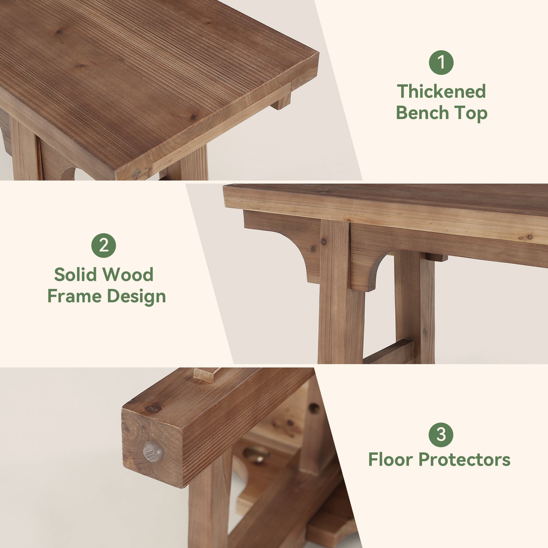 Tribesigns Banc en bois massif de 160 cm, long banc de couloir avec base robuste pour l'entrée et la chambre