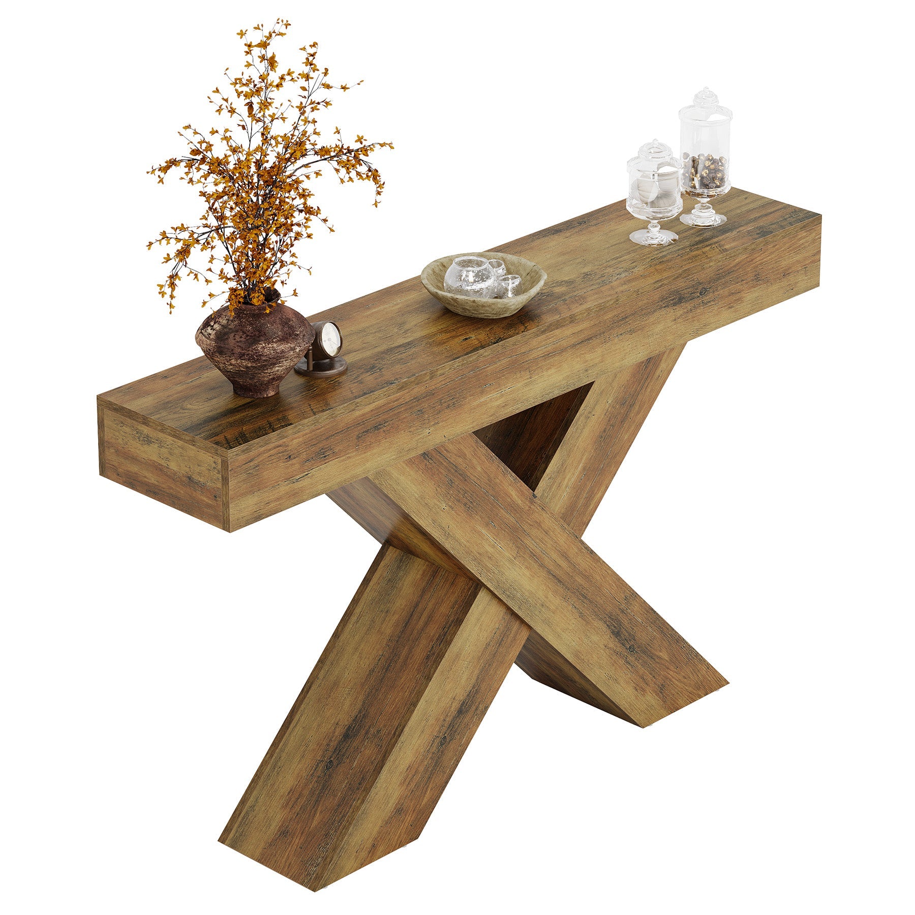 Tribesigns Console de 140 cm, Table d'appoint en bois au design unique