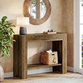 Tribesigns Console rustique de 105 cm avec rangement, Table d'appoint étroite à 2 niveaux pour entrée et couloir 3