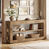 Tribesigns Console de 160 cm, Table d'entrée de style campagnard avec étagère de rangement à 3 niveaux 3