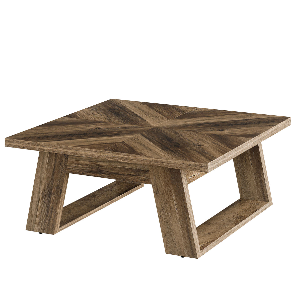 Tribesigns Table basse carrée 100 cm, Table de salon style maison de campagne