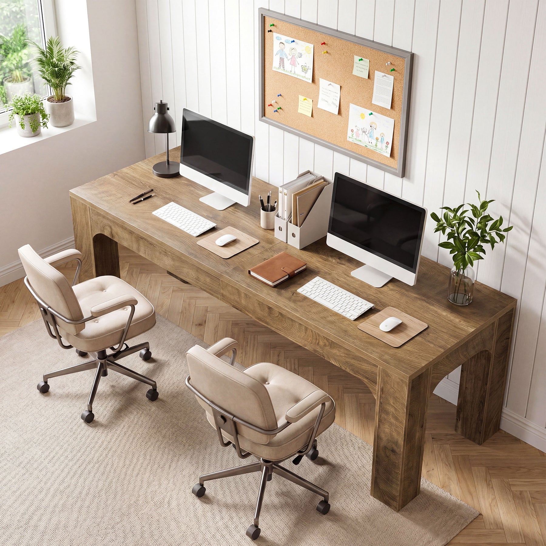 Bureau pour 2 personnes 180 cm, Bureau double pour bureau à domicile et bureau