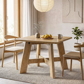 Table de salle à manger carrée 100 x 100 cm pour 4 à 6 personnes, Table de cuisine gain de place avec pied central 3
