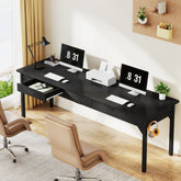 Tribesigns Bureau ordinateur extra-long, Bureau pour travail avec 2 tiroirs Bureau pour deux 3
