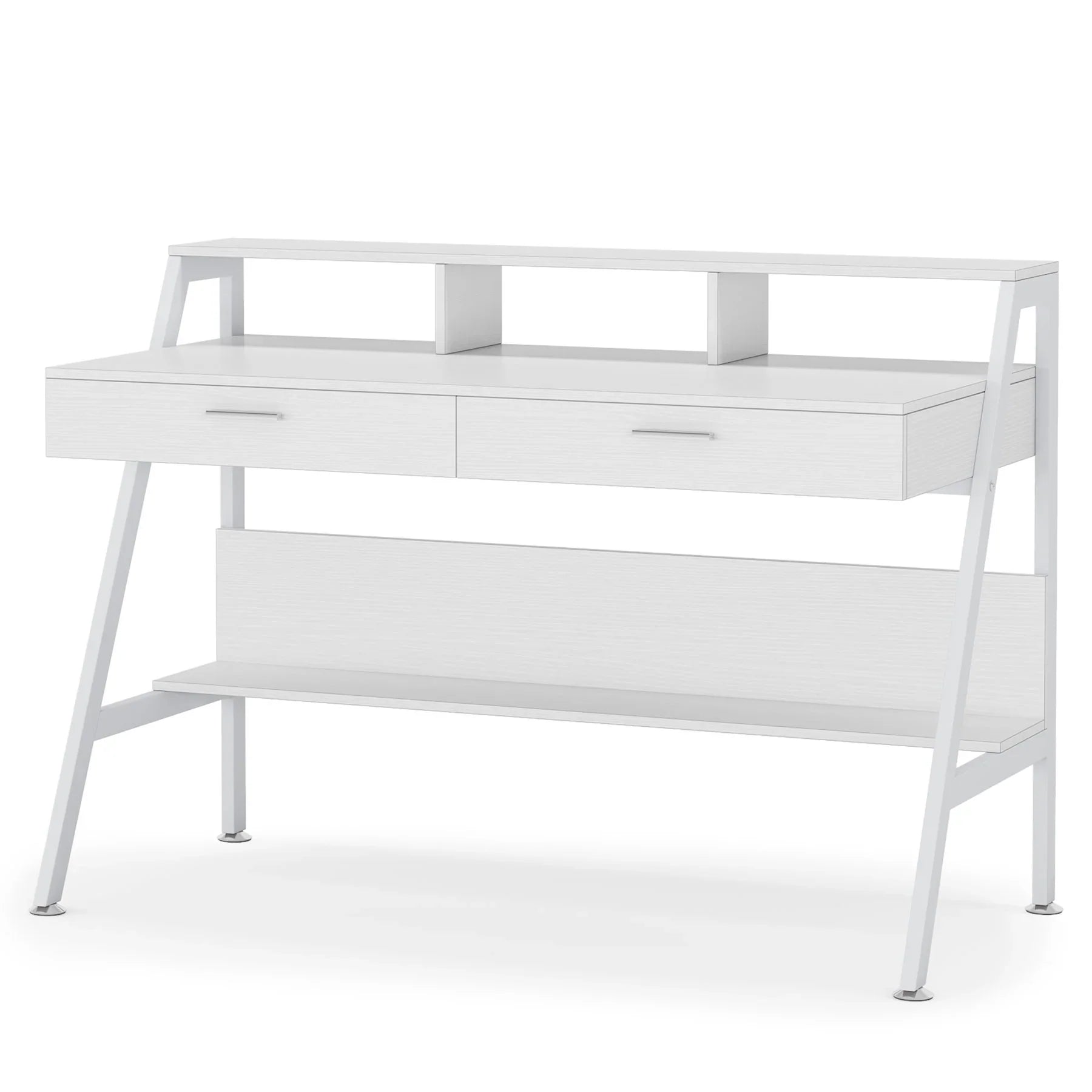 Tribesigns Bureau d'ordinateur blanc, bureau de 120 cm avec rangement et tiroirs