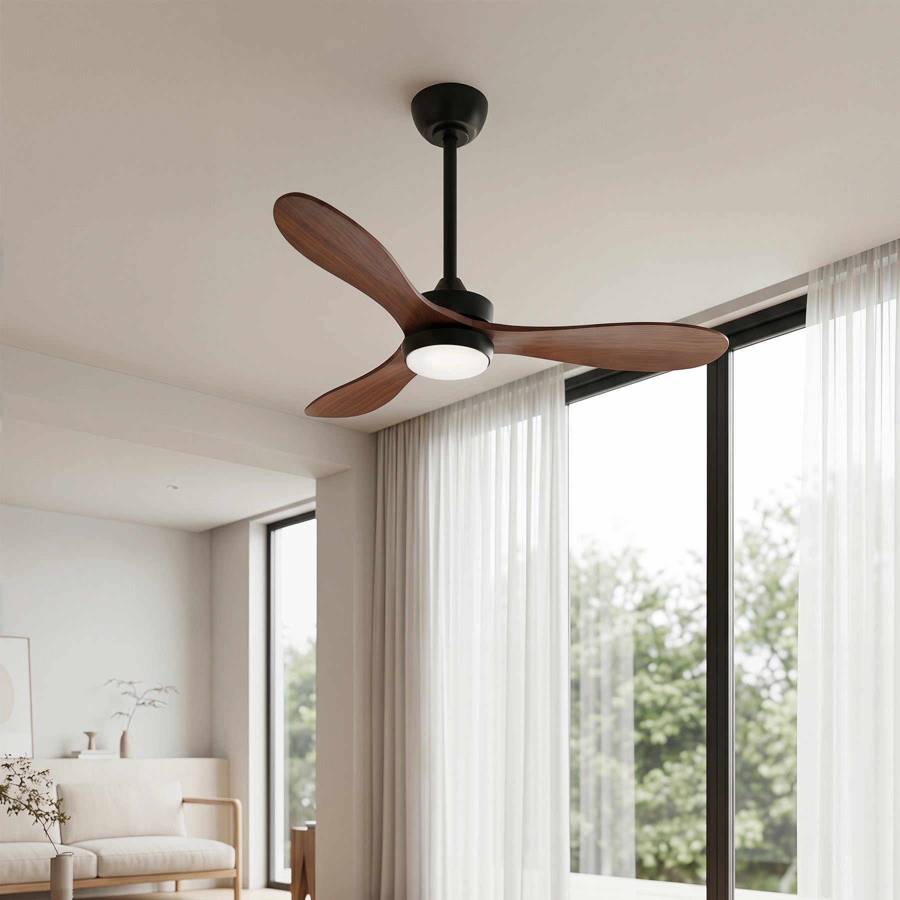 Tribesigns Ventilateur de plafond de 106 cm avec éclairage, Ventilateur de plafond LED avec télécommande moteur CC réversible 6 vitesses