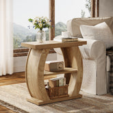 Tribesigns Table d'appoint étroite pour salon ou chambre, Table de 60 cm avec 3 niveaux de rangement 3