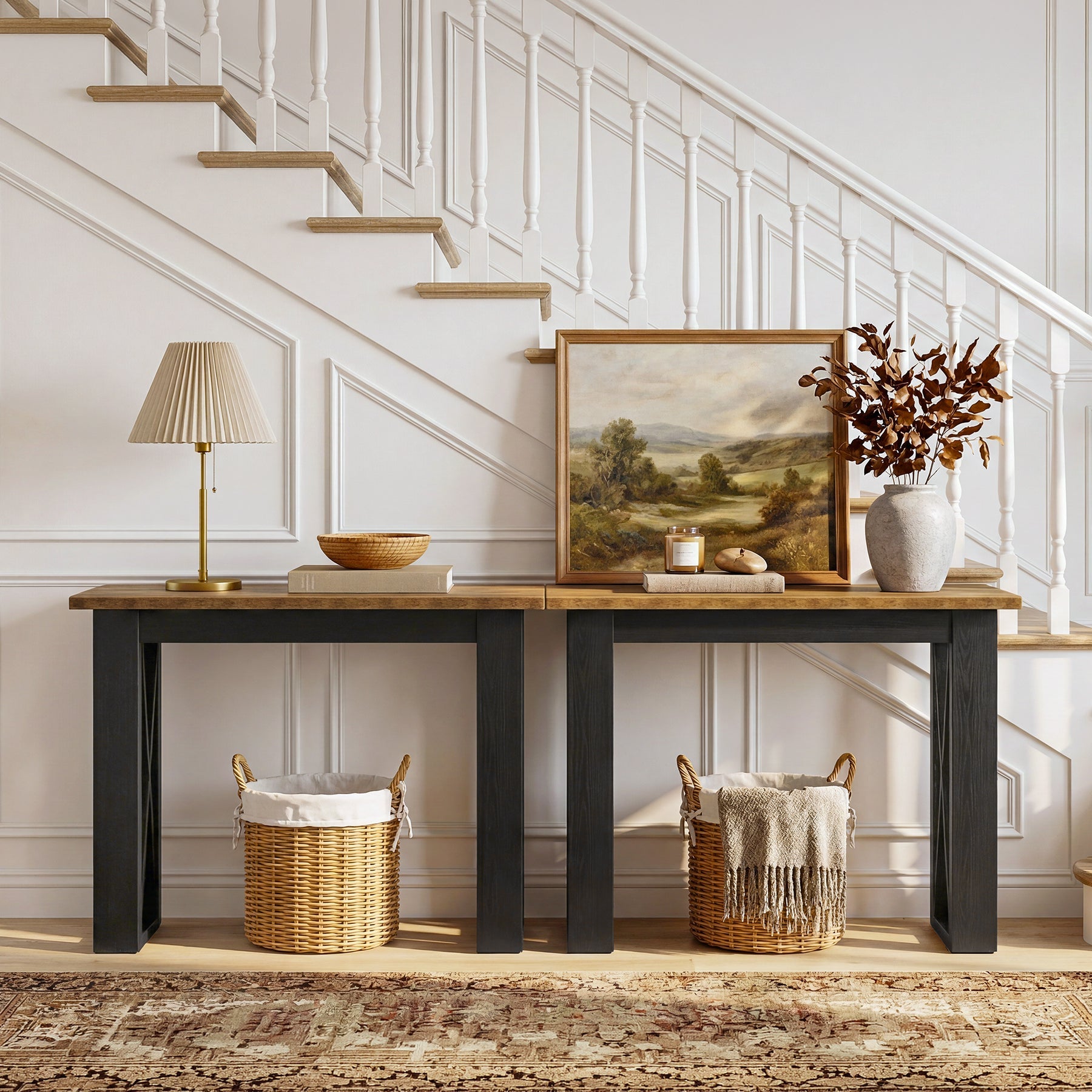 Tribesigns Console étroite 105 cm, Table d'entrée style industriel avec étagère de rangement