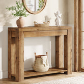Tribesigns Console de style campagnard en bois massif de 110 cm, Table d'appoint étroite pour salon et entrée 3