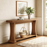 Tribesigns Console de 160 cm de long avec 2 étagères idéale pour un couloir étroit ou comme table d'appoint, aspect bois 3