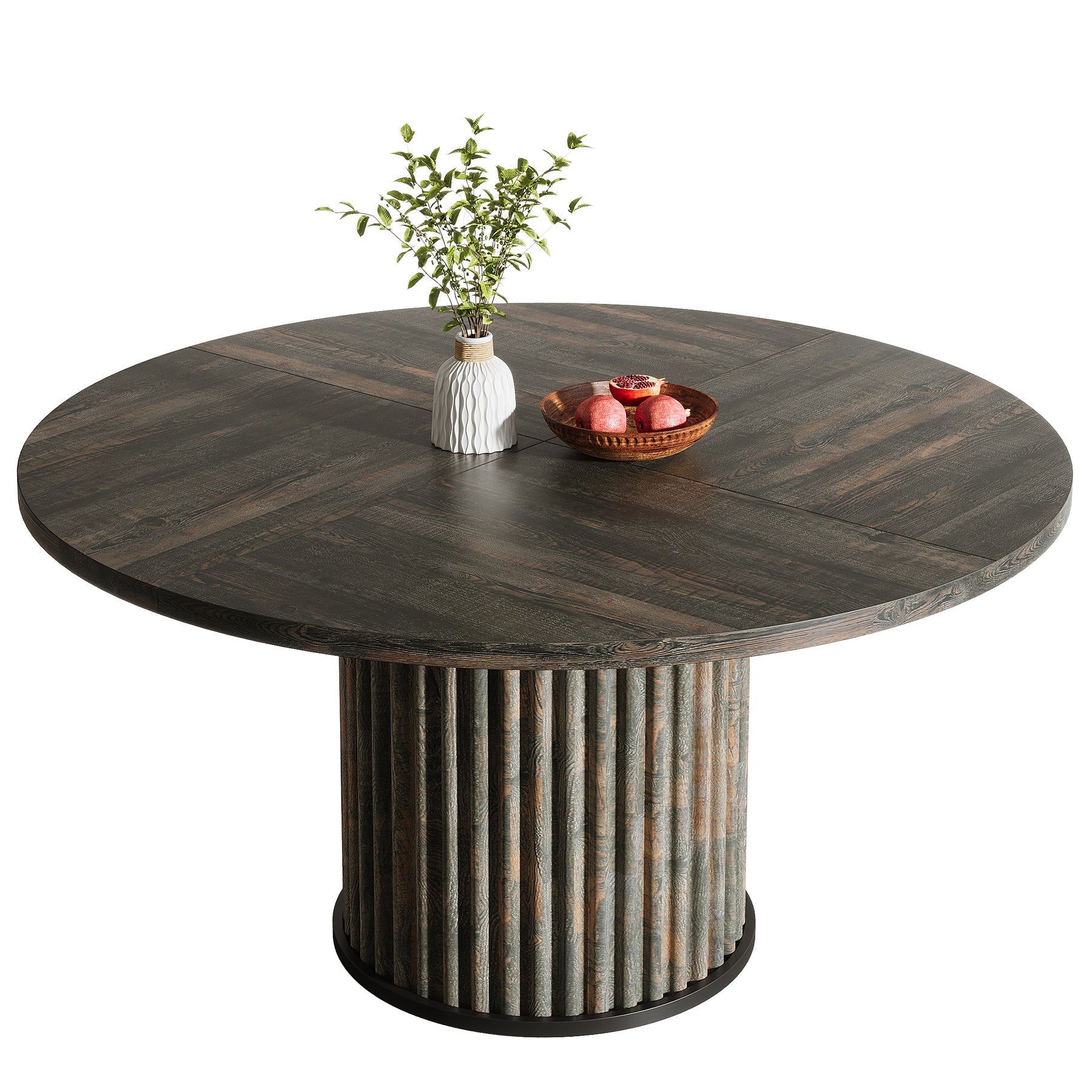 Tribesigns Table de salle à manger ronde noire de 120 cm pour 4 à 6 personnes, Table de cuisine moderne avec piètement en métal