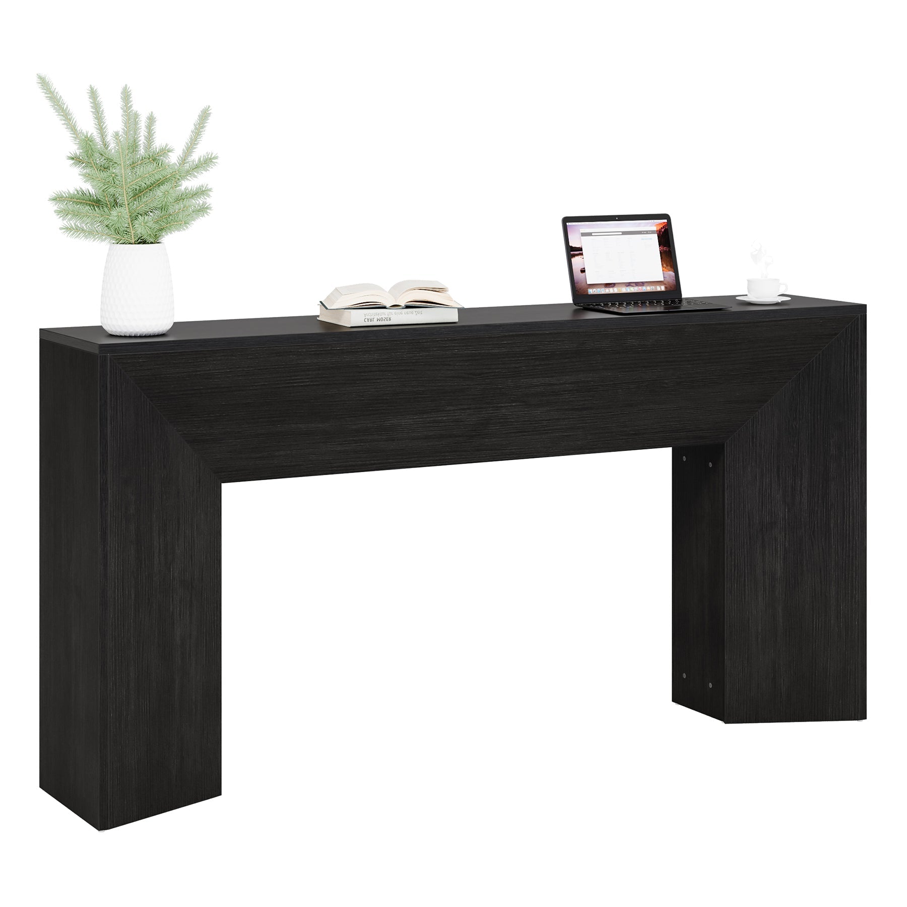 Tribesigns Console 160 cm pour entrée, Table d'appoint en bois noir pour salon et couloir